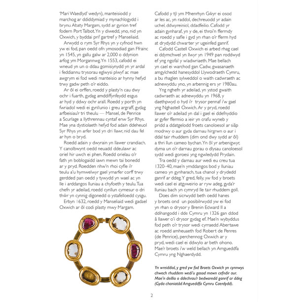 Welsh language Oxwich Castle Pamphlet Guide